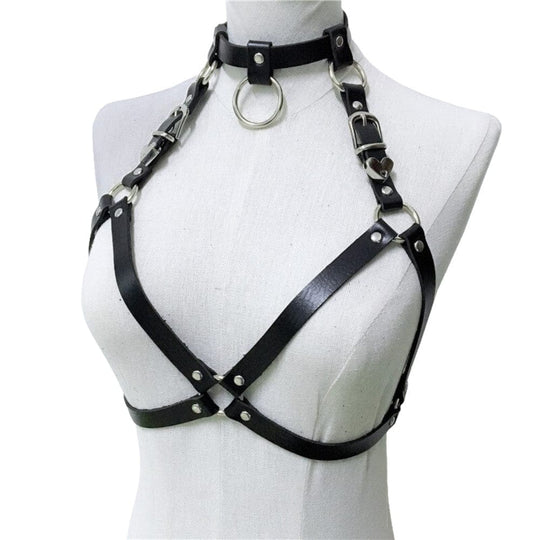 Bondage Harness Slut Leather Collar product view