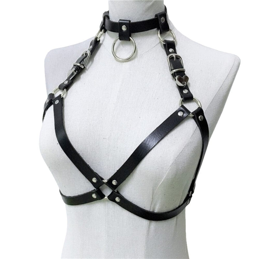 Bondage Harness Slut Leather Collar product view