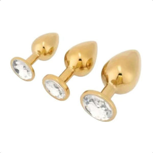 Atemberaubendes goldenes Princess-Buttplug-3-teiliges BDSM-Set