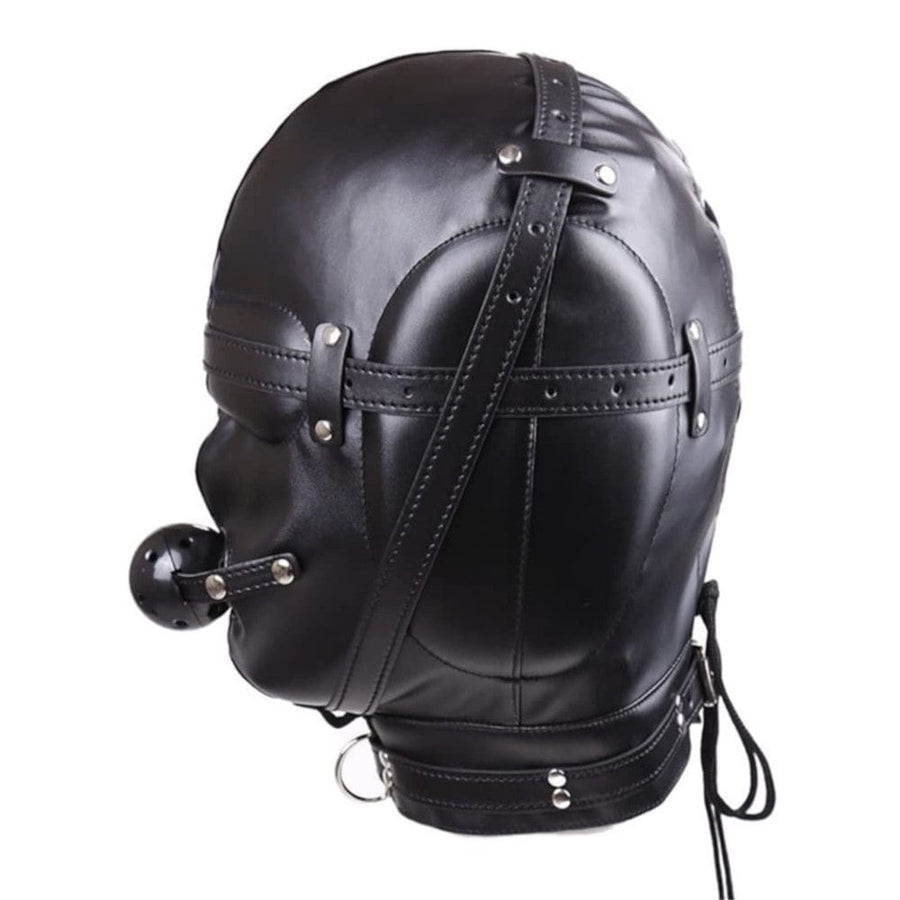 Sensory Deprivation Leather Slave Hood BDSM, gallery view 3