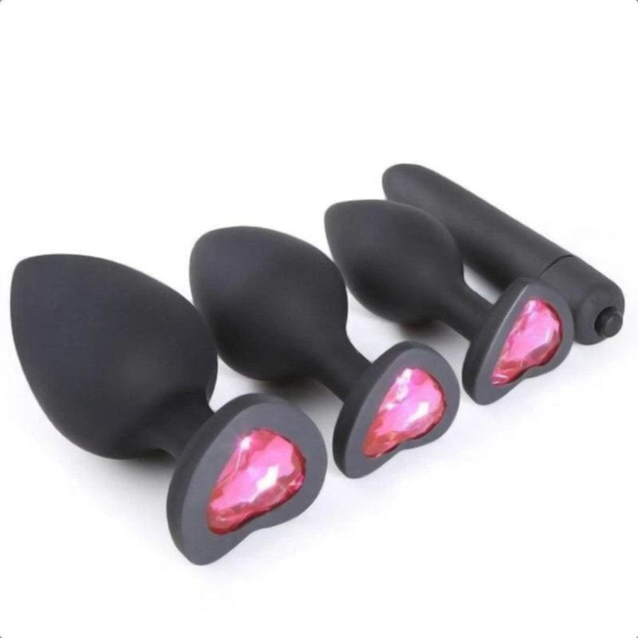 Silicone Anal Training Kit With Extra Vibrator 4pcs BDSM, gallery view 4