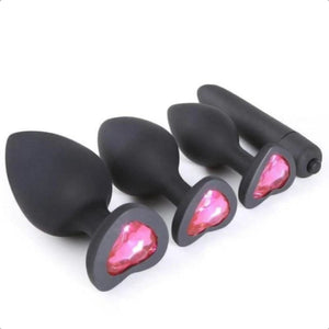 Silicone Anal Training Kit With Extra Vibrator 4pcs BDSM