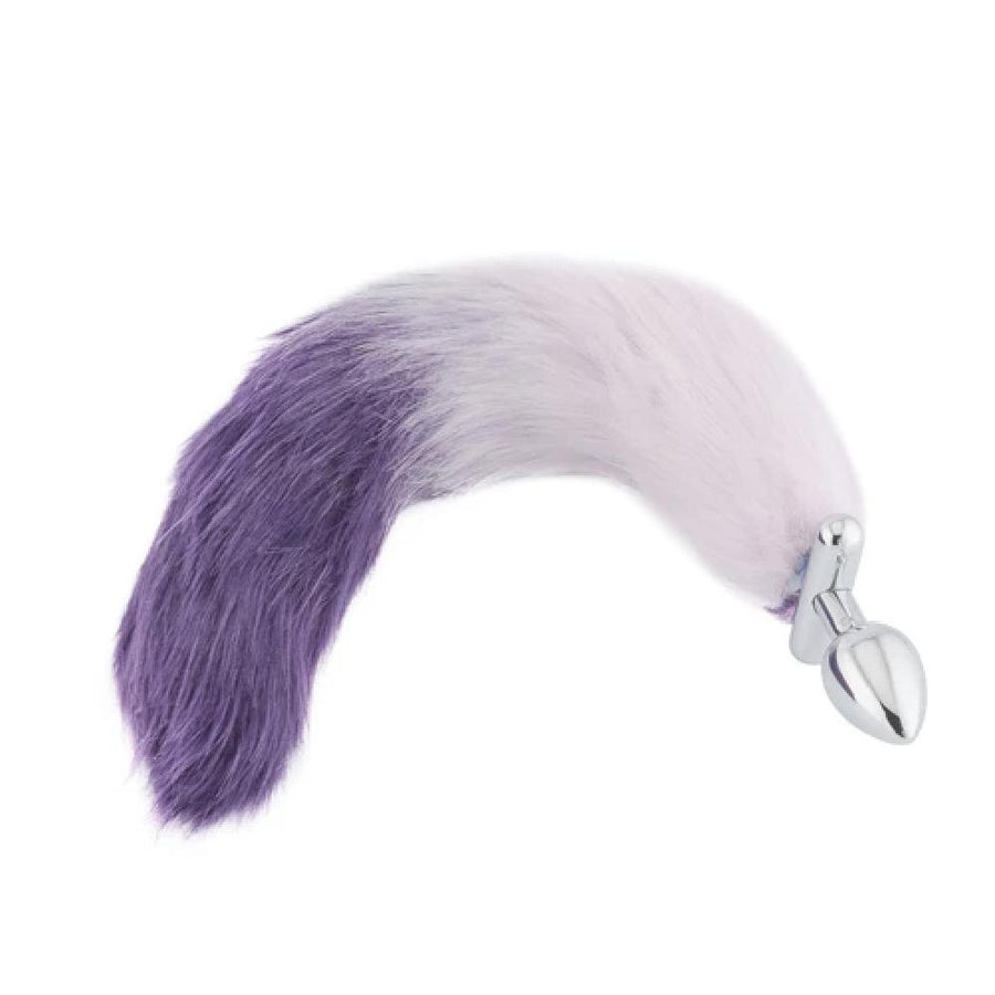 18" Shapeable White With Purple Fox Tail Plug, gallery view 3