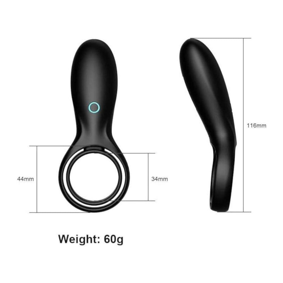 Sleek Black Silicone Vibrating Cock Ring BDSM, gallery view 6