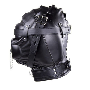 Masque Gimp en cuir noir BDSM