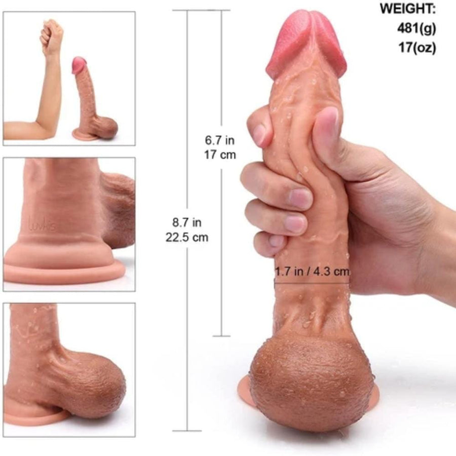Lifelike King Sized 9 Inch Realistic Skin Dildo BDSM, gallery view 3