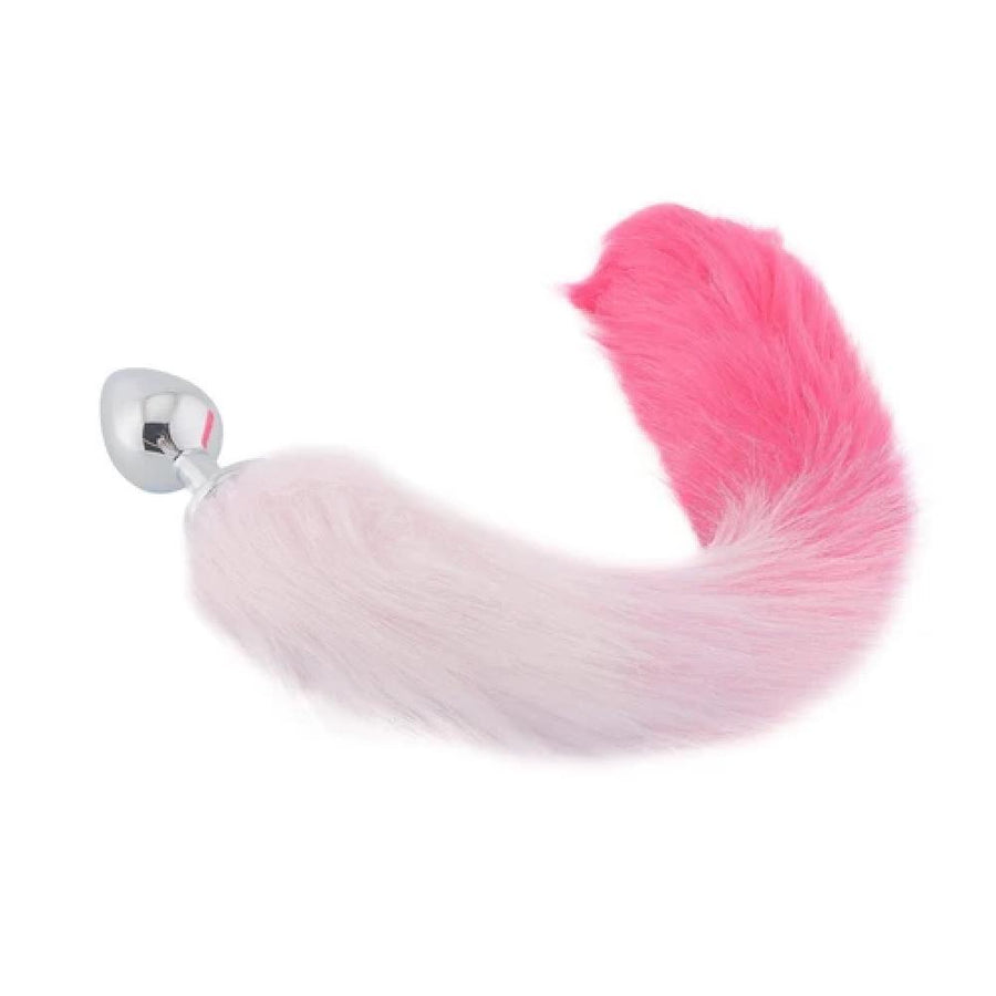 Sexy White and Pink Stainless Steel Tail Butt Plug, gallery view 3