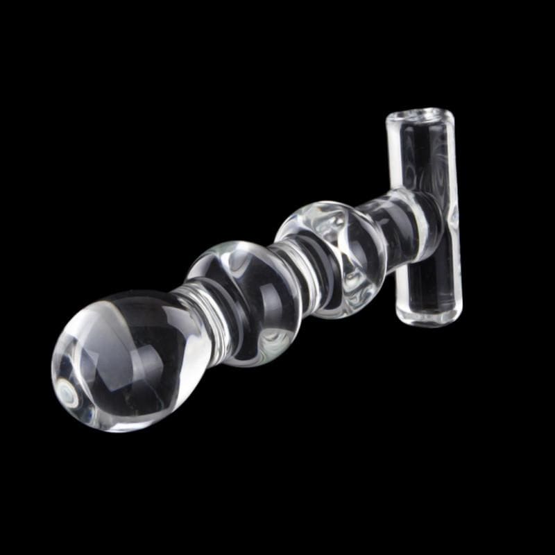 Beaded T-Shaped Crystal 5 Inch Clear Dildo BDSM, gallery view 4