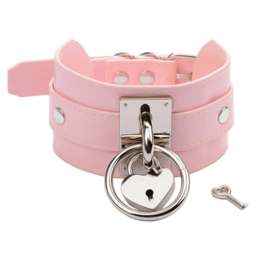 Oversized Girly Pink Leather Collar, gallery view 4