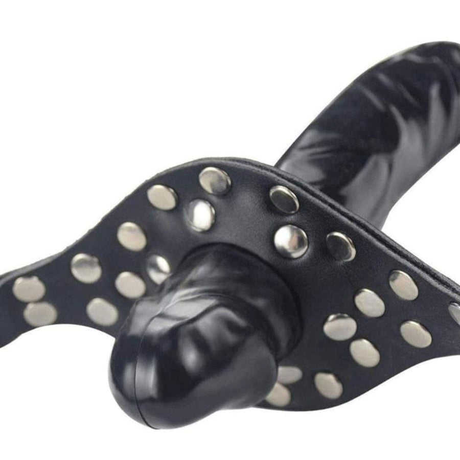 Sadistic Open Mouth Gag Black Face Dildo BDSM, gallery view 4
