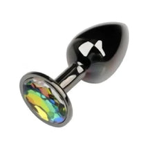 Load image into Gallery viewer, Gunmetal Rainbow-Colored Jewel Metal Butt Plug BDSM
