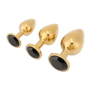 Atemberaubendes goldenes Princess-Buttplug-3-teiliges BDSM-Set