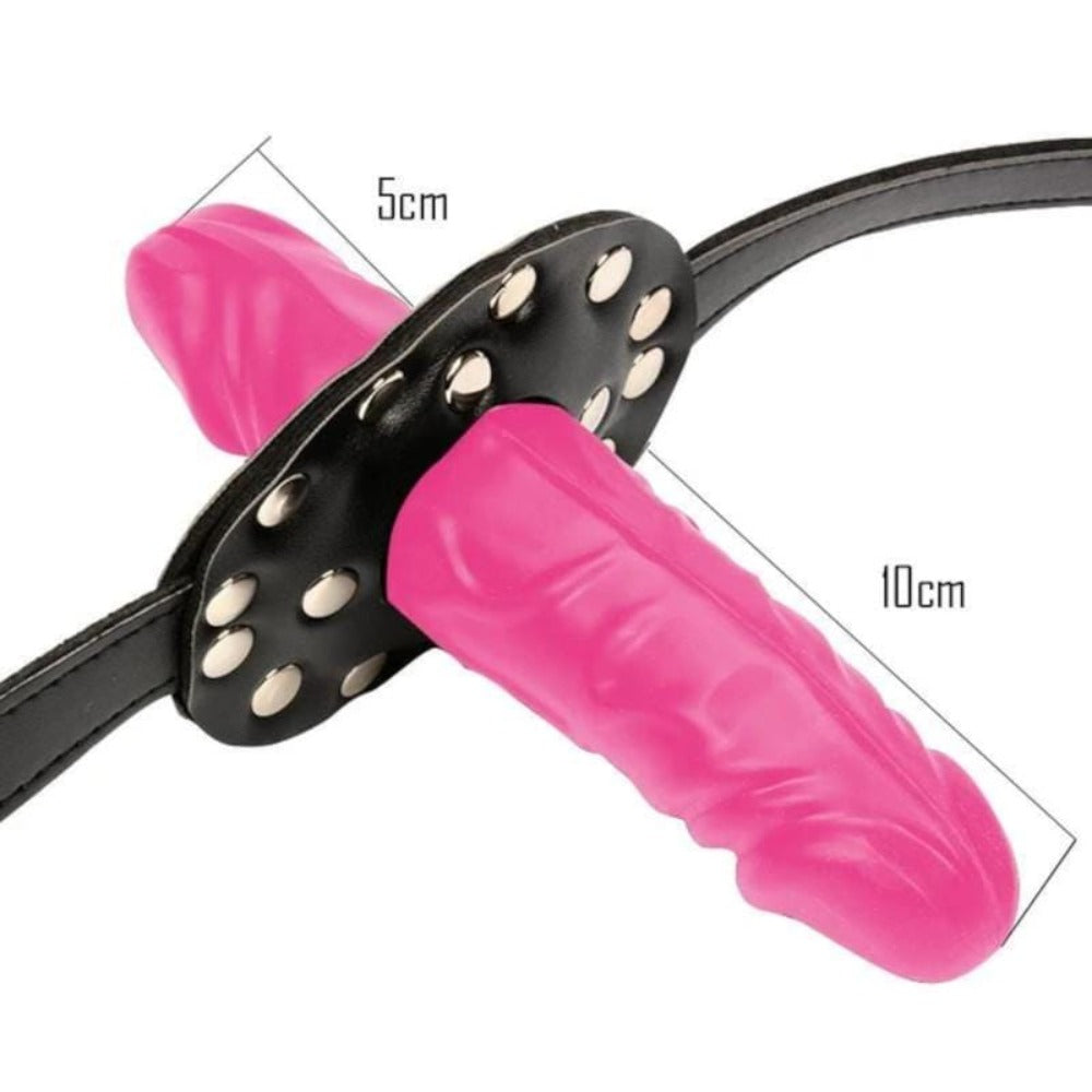 Sadistic Mouth Restraint Chin Strap Dildo BDSM