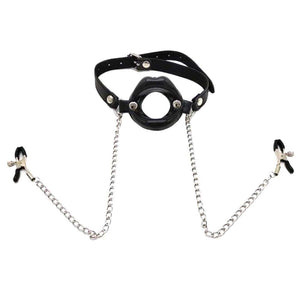 Slave Punishment Mouth Gags With Nipple Clamps BDSM