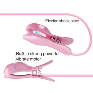 BDSM Pink Vibrating Electro Nipple Clamps Set
