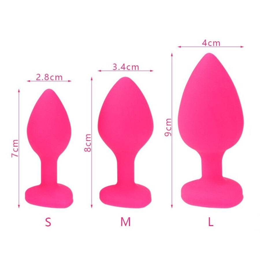 Lovely Pink Silicone Butt Plug Kit 3pcs BDSM, gallery view 4