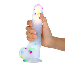 Lade das Bild in den Galerie-Viewer, BDSM Soft Jelly Bunter Dildo mit Saugnapf und Bällen
