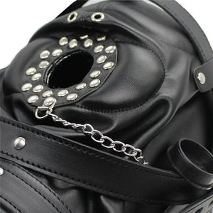 Masque Gimp en cuir noir BDSM