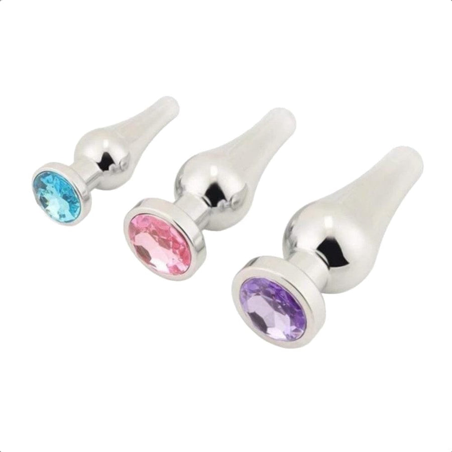 BDSM Shaped Jeweled Butt Plug 3-Piece Set, gallery view 4