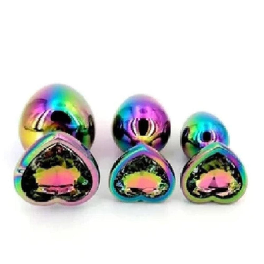 Rainbow Princess Heart Shaped Three Plug Set BDSM, gallery view 3