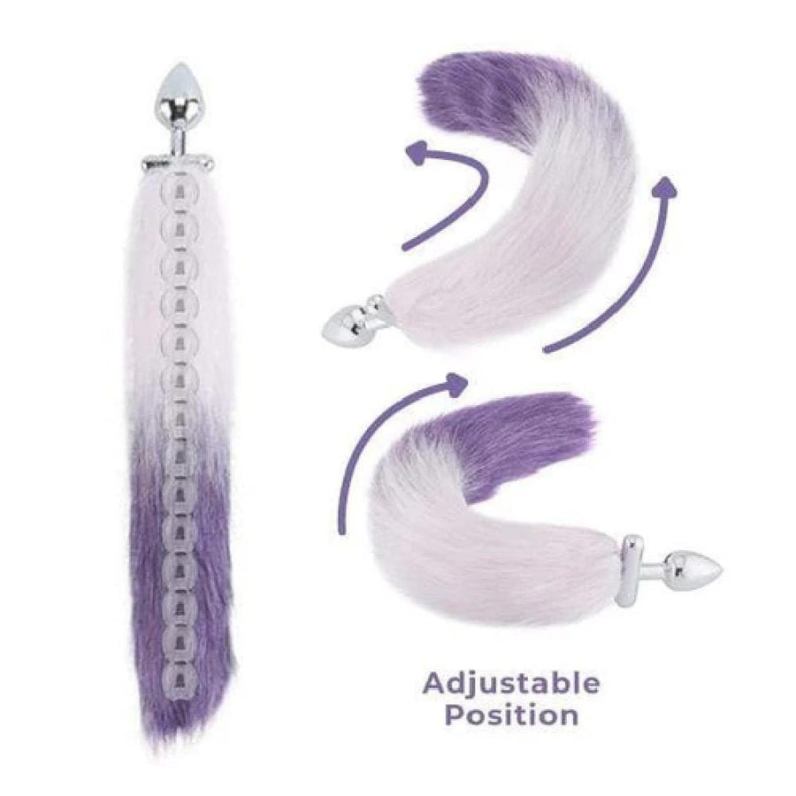 18" Shapeable White With Purple Fox Tail Plug, gallery view 4