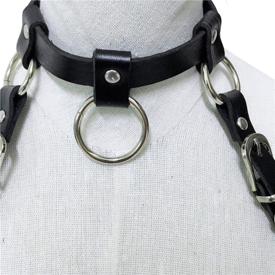 Bondage Harness Slut Leather Collar, gallery view 4