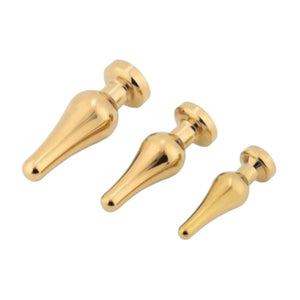 Goldenes, kegelförmiges Buttplug-Set mit Juwelen BDSM