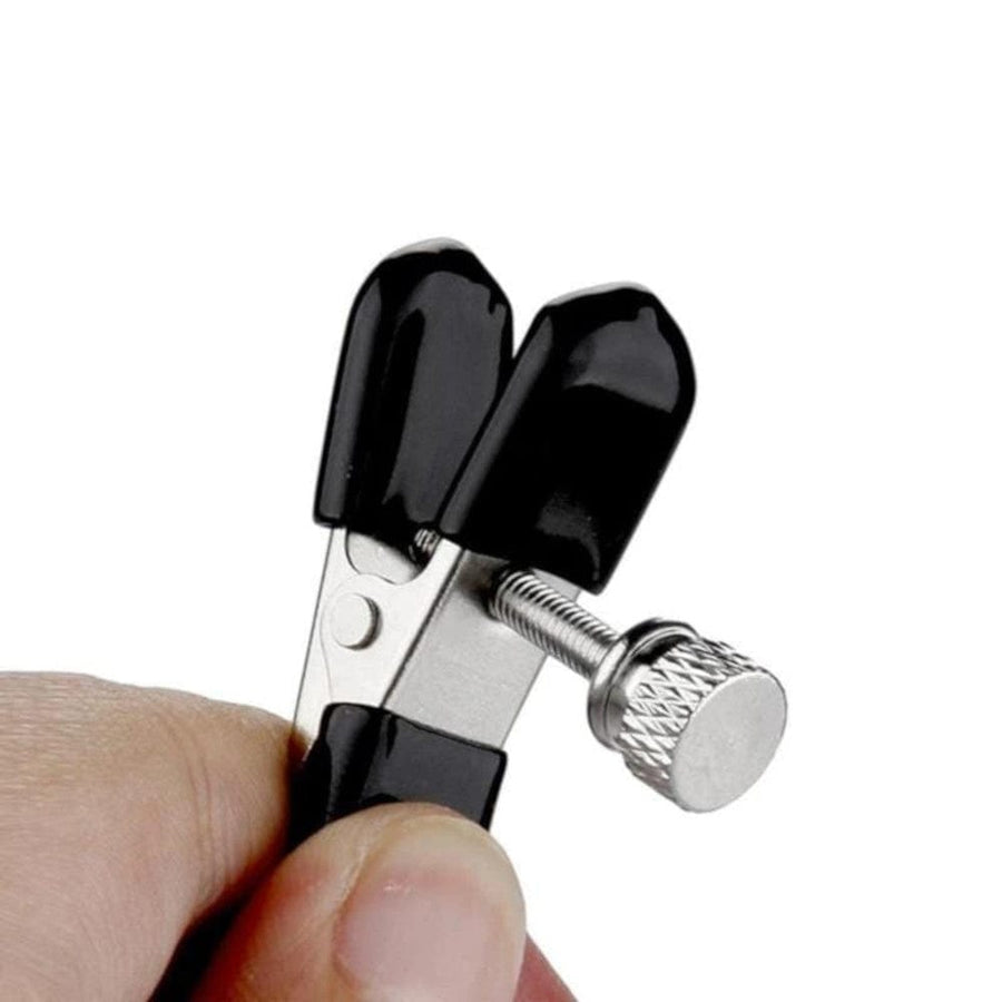 BDSM Metallic Nipple Clamp Collar, gallery view 5
