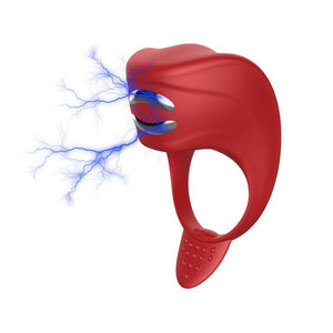 Anneau pénien électrostimulant rouge BDSM