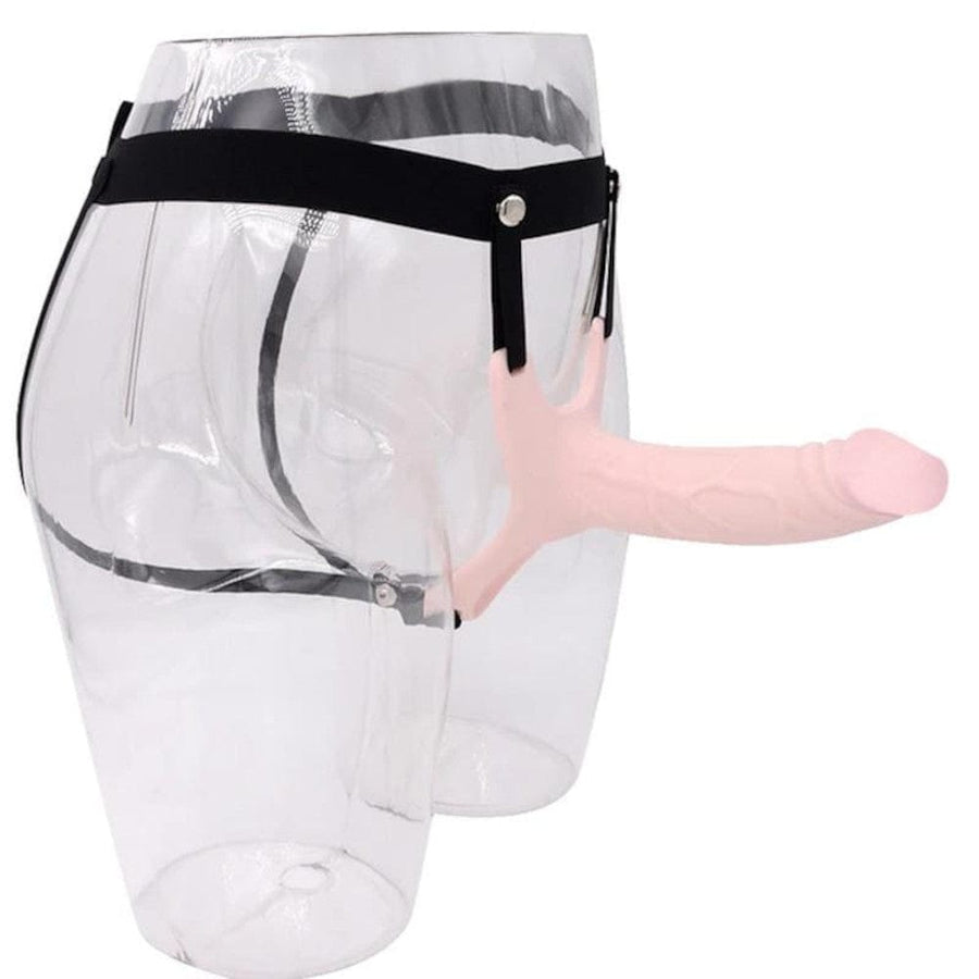 Colored Hollow Dildo With Strap On Harness 6 Inch, gallery view 4