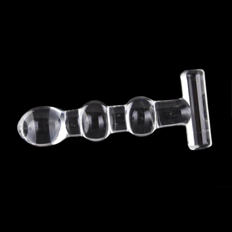 Beaded T-Shaped Crystal 5 Inch Clear Dildo BDSM, gallery view 3