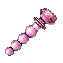 Load image into Gallery viewer, Pink Charming Beaded Glass Rose Dildo BDSM
