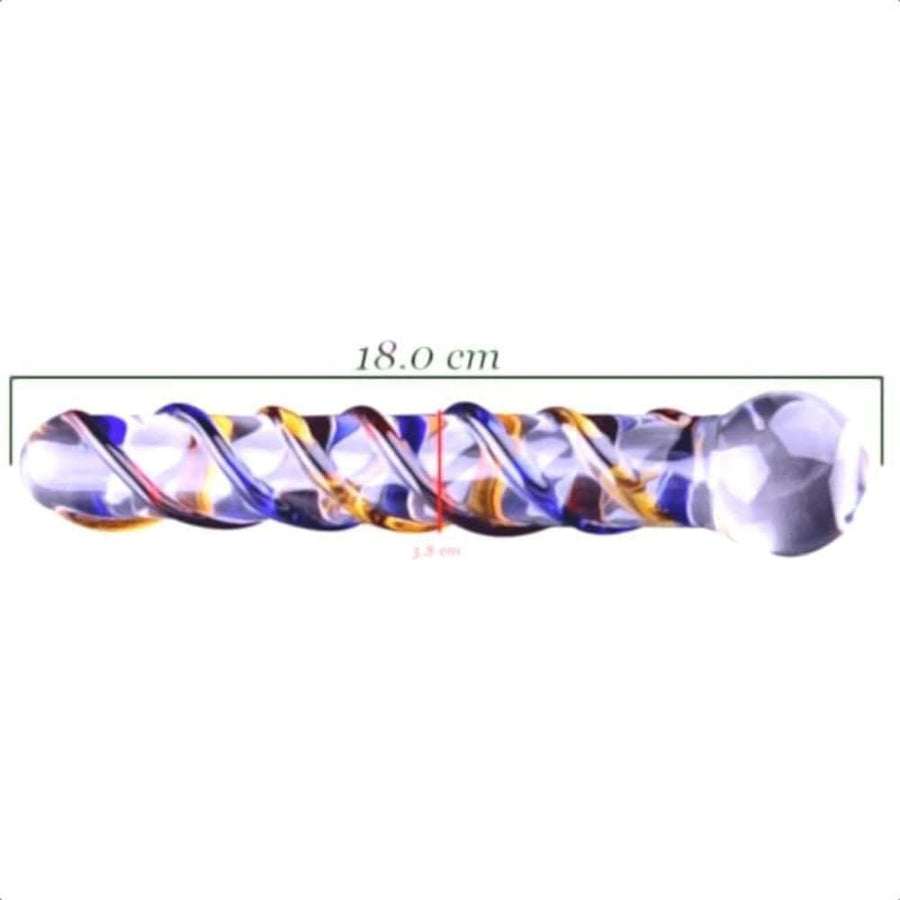 Twirling Sensations 7 Inch Glass Dildo BDSM, gallery view 5
