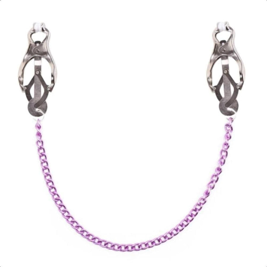 BDSM Charming Purple Nipple Clamps With Chain, gallery view 4
