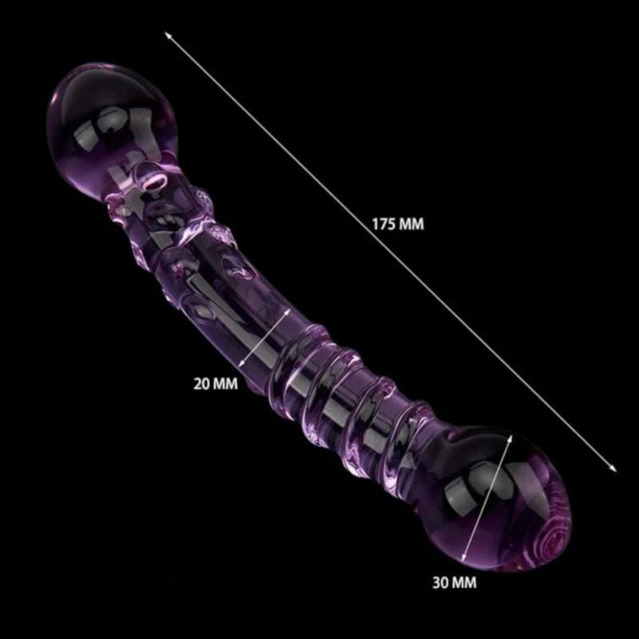 Purple Double Ended Glass Dildo BDSM, gallery view 6