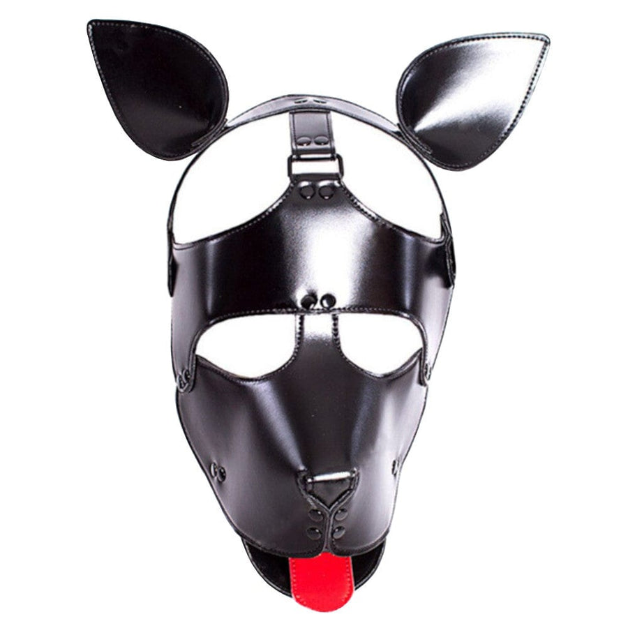 Racy Pup Black Leather Dog Mask BDSM product view