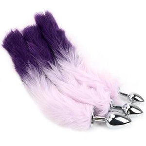 Lila Fell Silber Metallic Schwanz Butt Plug BDSM