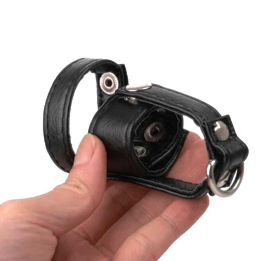 Adjustable Leather Strapping Chastity Cage, gallery view 5