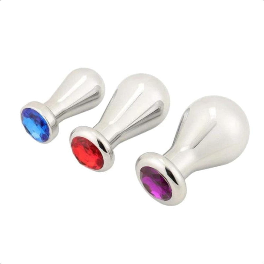 Stainless Steel Bulb Jeweled Butt Plug 3pcs Set BDSM, gallery view 3