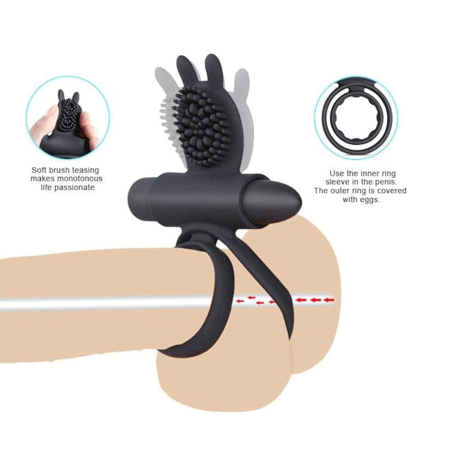 Clit-Friendly Vibrating Dual Cock Ring, gallery view 7
