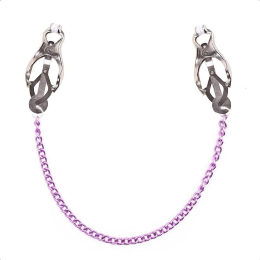 BDSM Charming Purple Nipple Clamps With Chain, gallery view 5