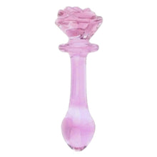 Load image into Gallery viewer, Lovely Pink Glass Rose Dildo BDSM
