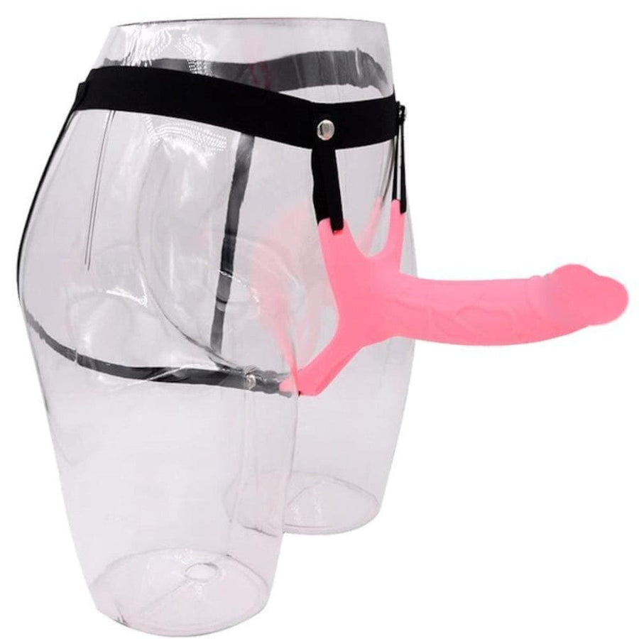 Colored Hollow Dildo With Strap On Harness 6 Inch, gallery view 3