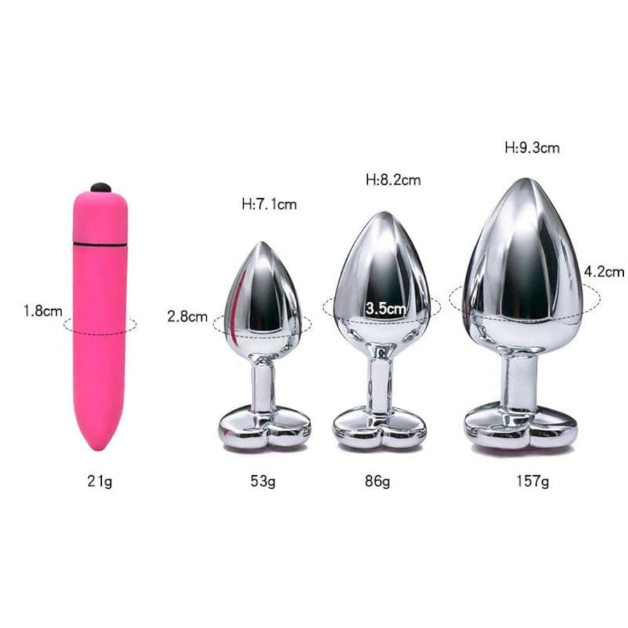 Pink Jewel Heart-Shaped Butt Plug With Vibrator BDSM, gallery view 9