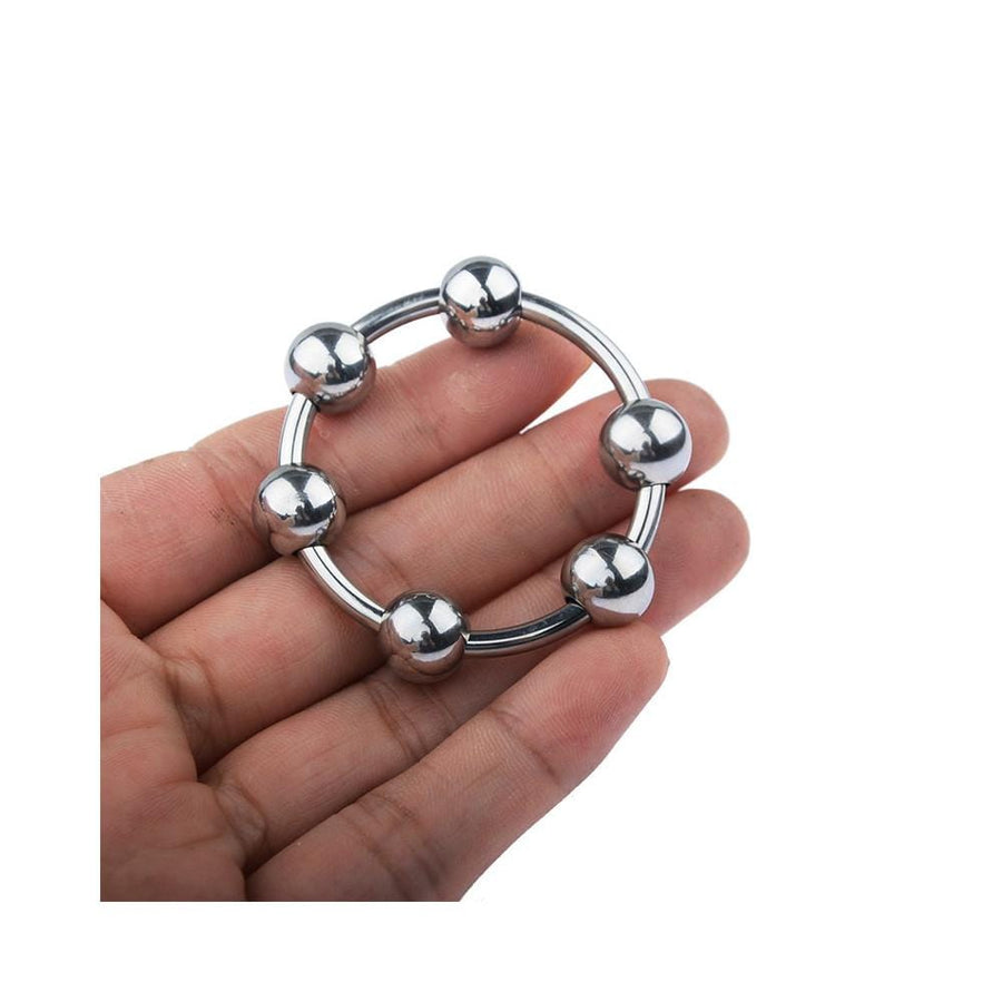 Stainless Sextet Beaded Cock Ring BDSM, gallery view 4