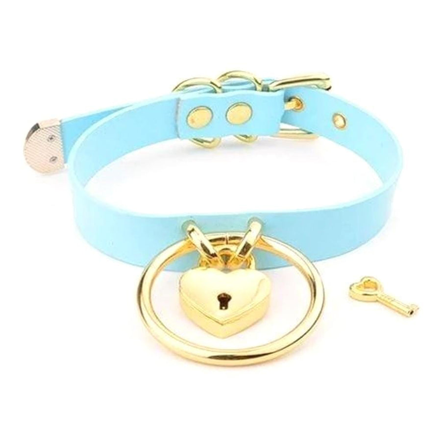 Golden Kawaii Heart Locking Collar, gallery view 5