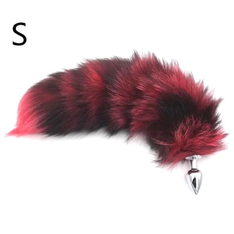 Black and Red Stripes Metallic Tail Butt Plug BDSM, gallery view 5