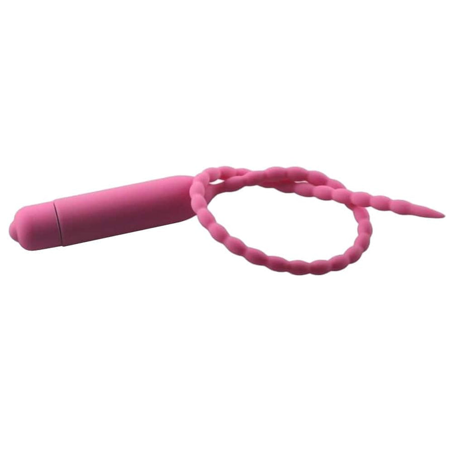 Long Vibrating Beaded Silicone Penis Plug BDSM, gallery view 5