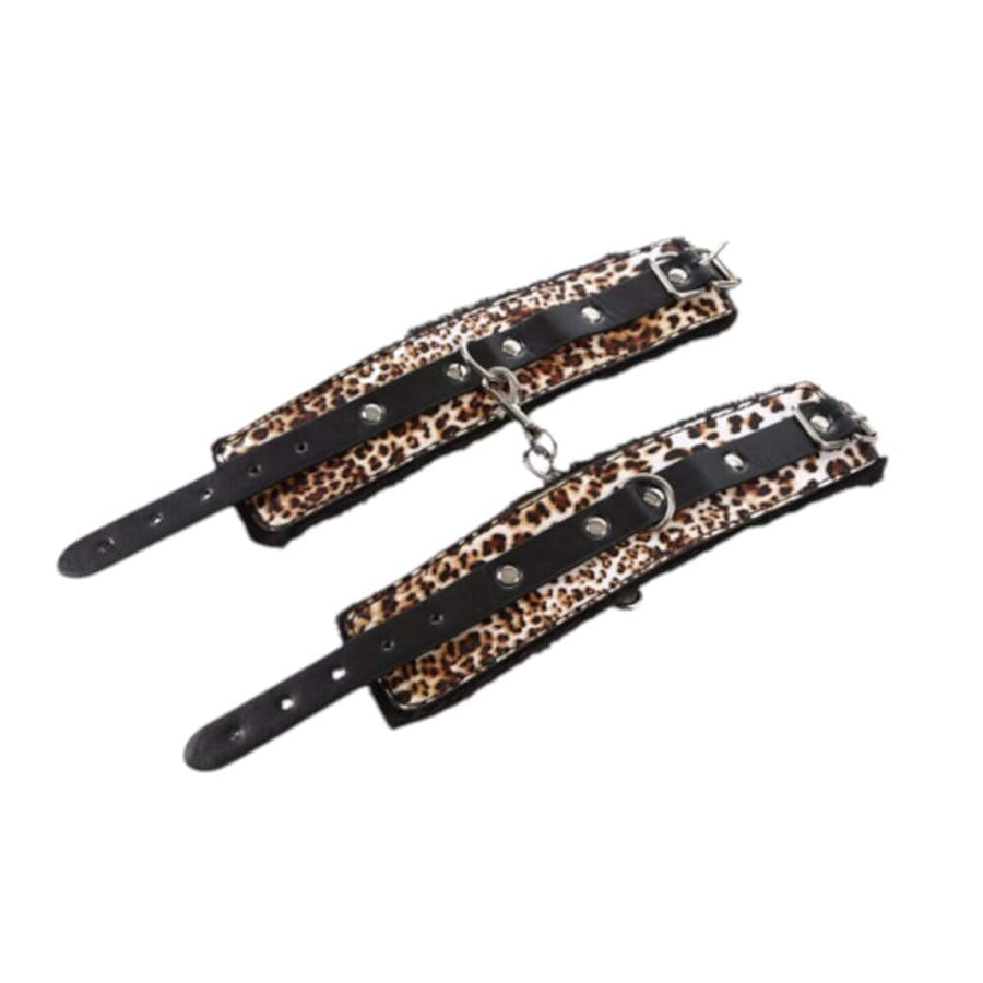 Sexy Leopard Print Furry Handcuffs BDSM, gallery view 5