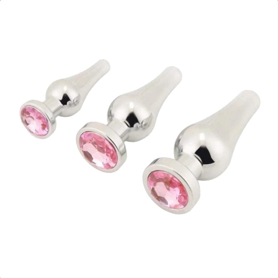 BDSM Shaped Jeweled Butt Plug 3-Piece Set, gallery view 5